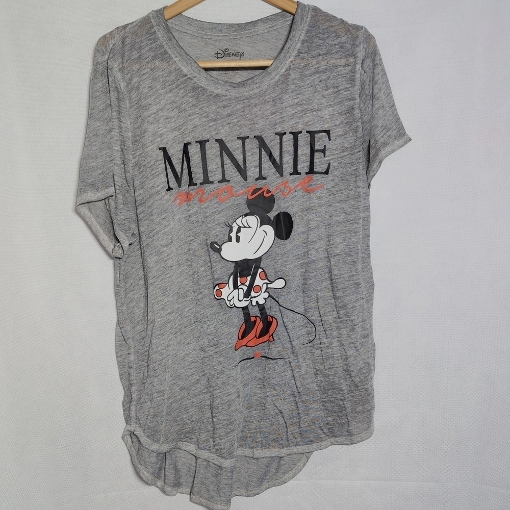 Disney Minnie Mouse Heather Gray Women's Tee - Picture 2 of 4